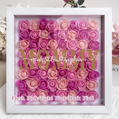 Mothers Gift for Her, Name Flower Heart Shadow Box, Custom Rose Frame, Custom Frame for Mom, Gift for Mom and Grandma Nana,Roses Shadowbox-forlovever