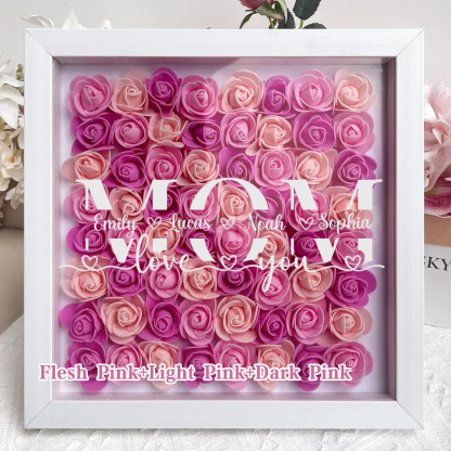 MOM-Love you- Personalized Flower Shadow Box Custom Name & Text Square Rose Frame Decorations Mother's Day Gift-forlovever