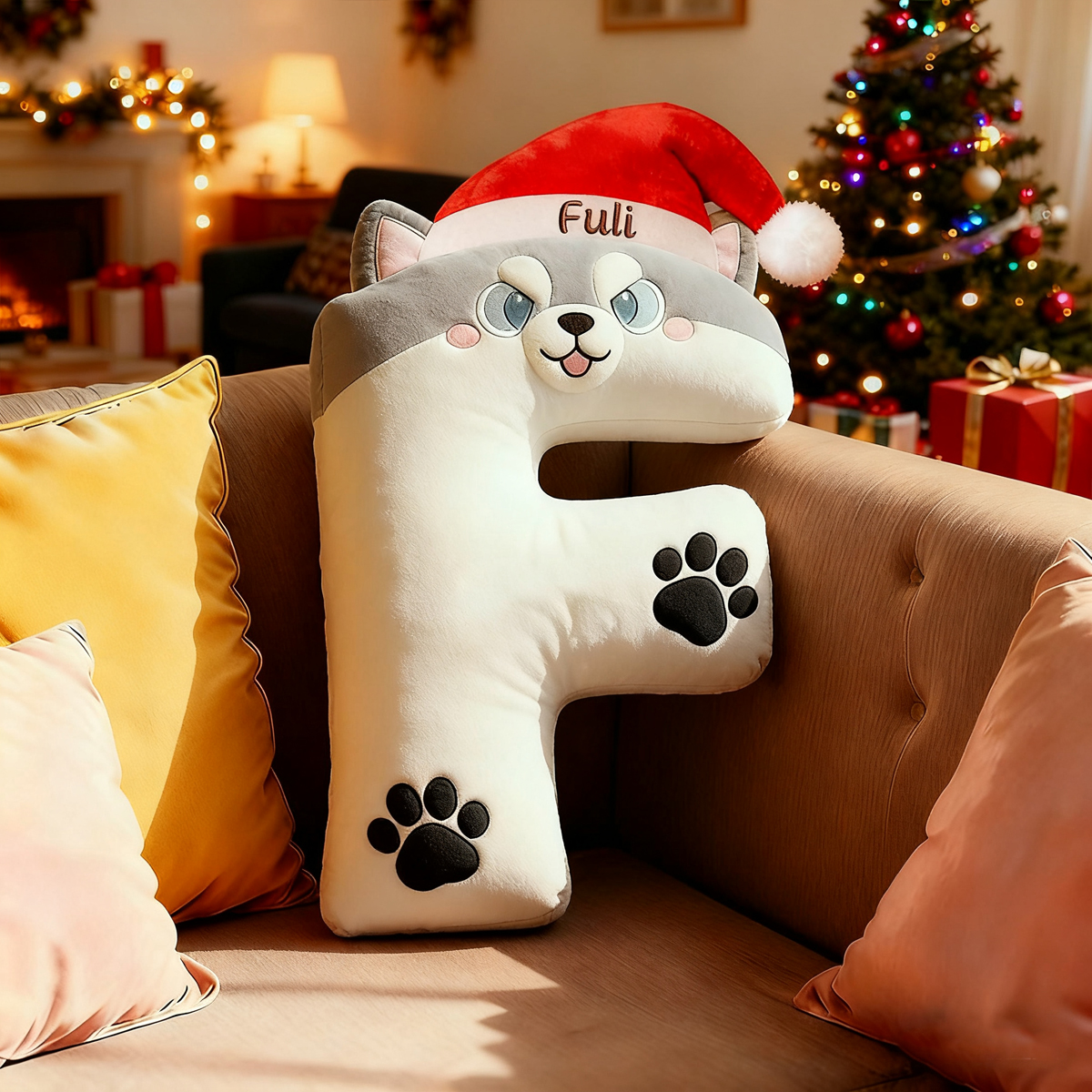 Personalized Pet Lover Letter Christmas Pillow with Custom Name Design Graphic 3D Print