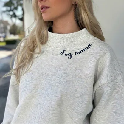 I Wear My Heart On My Sleeve Custom Pet Ears Embroidered Mockneck Sweatshirt