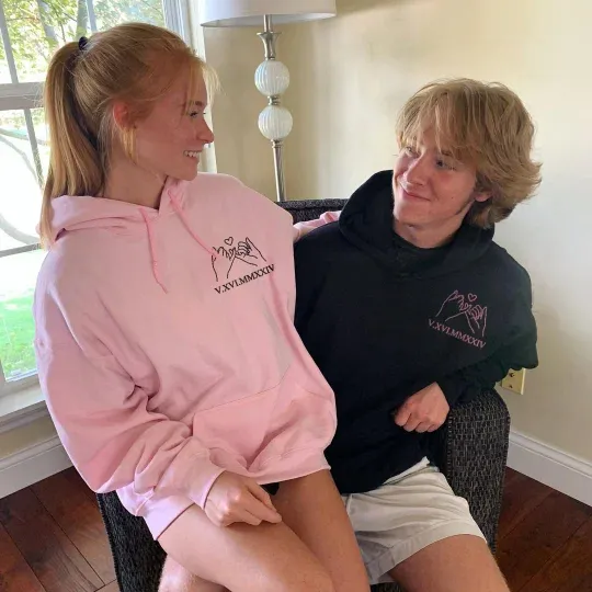Pinky Vow Custom Roman Numeral Couple Sweatshirts