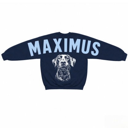 Custom Pet Portrait Sweatshirt with Solid Big Back Name, Personalized Dog Mom Hoodie
