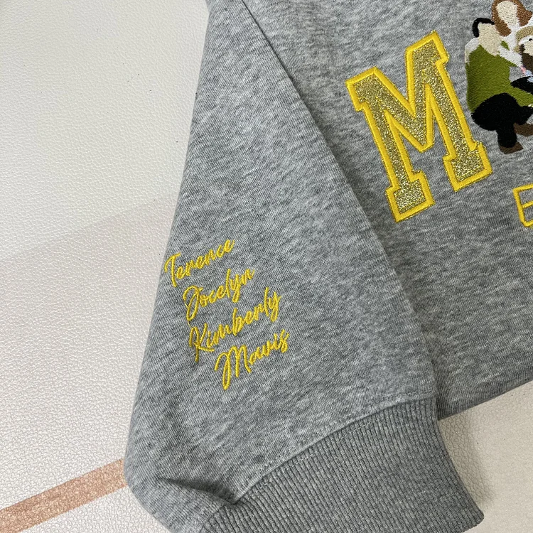 Personalized MOM Embroidered Family Photo Glitter T-shirt Sweatshirt