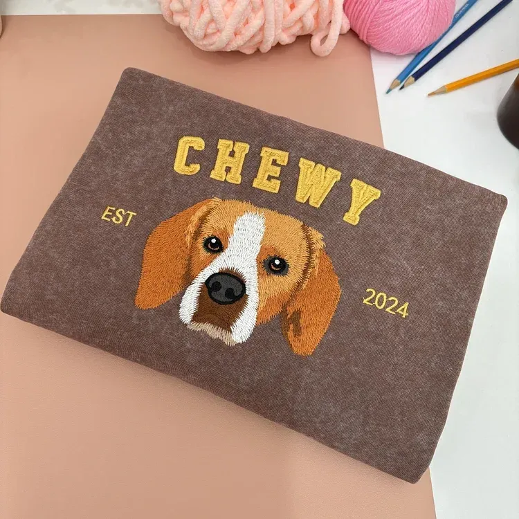 Embroidered Custom Pet Sweatshirt, Pet Vintage Sweatshirt T-Shirt