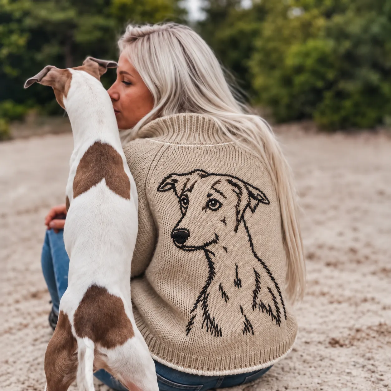 Personalized Pet Portrait Knit Cardigan – Custom Pet Embroidered Sweater Keepsake