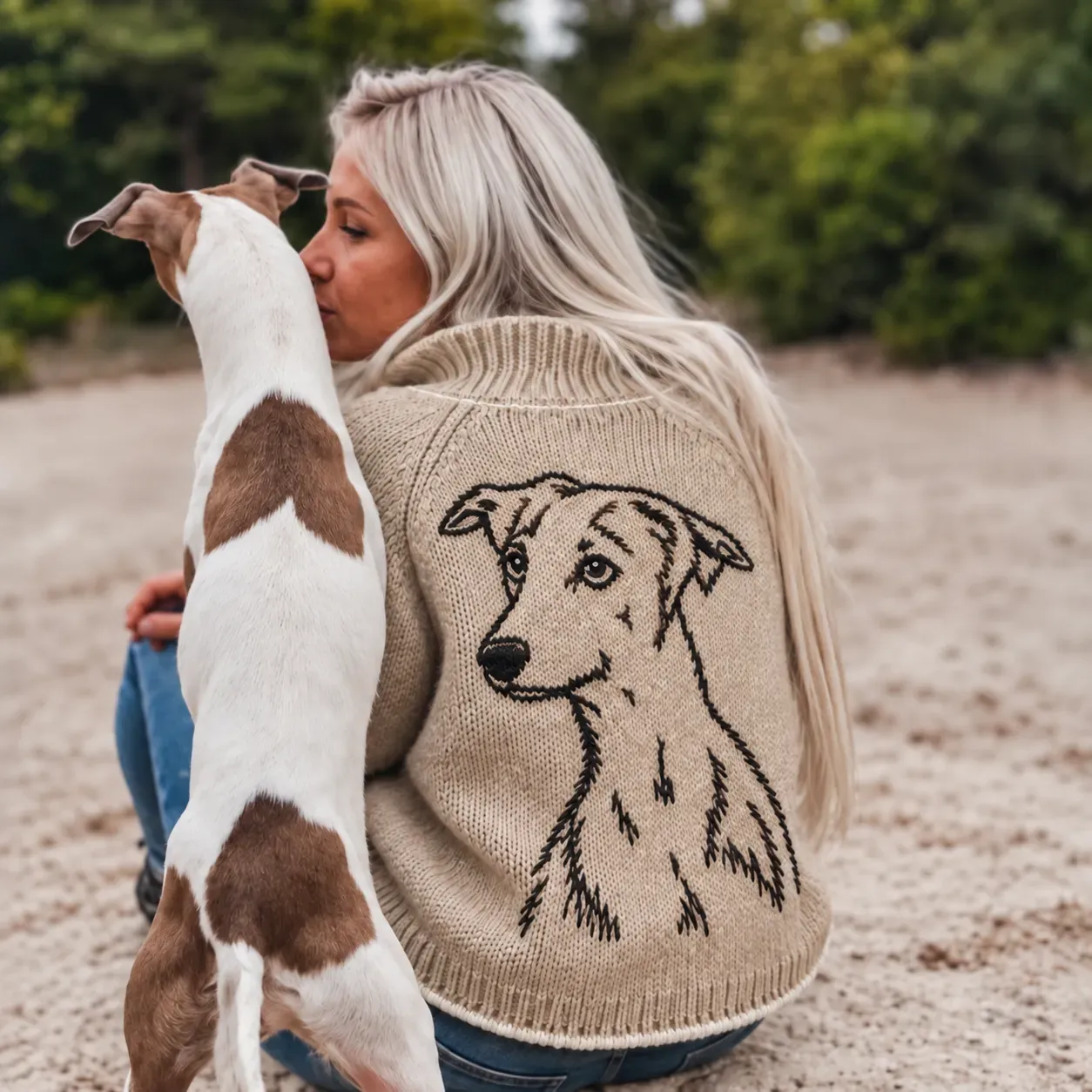 Personalized Pet Portrait Knit Cardigan – Custom Pet Embroidered Sweater Keepsake
