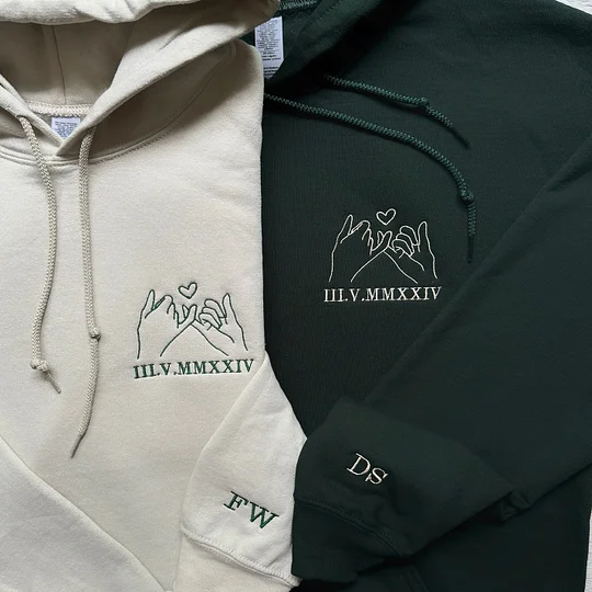 Pinky Vow Custom Roman Numeral Couple Sweatshirts