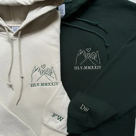 Pinky Vow Custom Roman Numeral Couple Sweatshirts