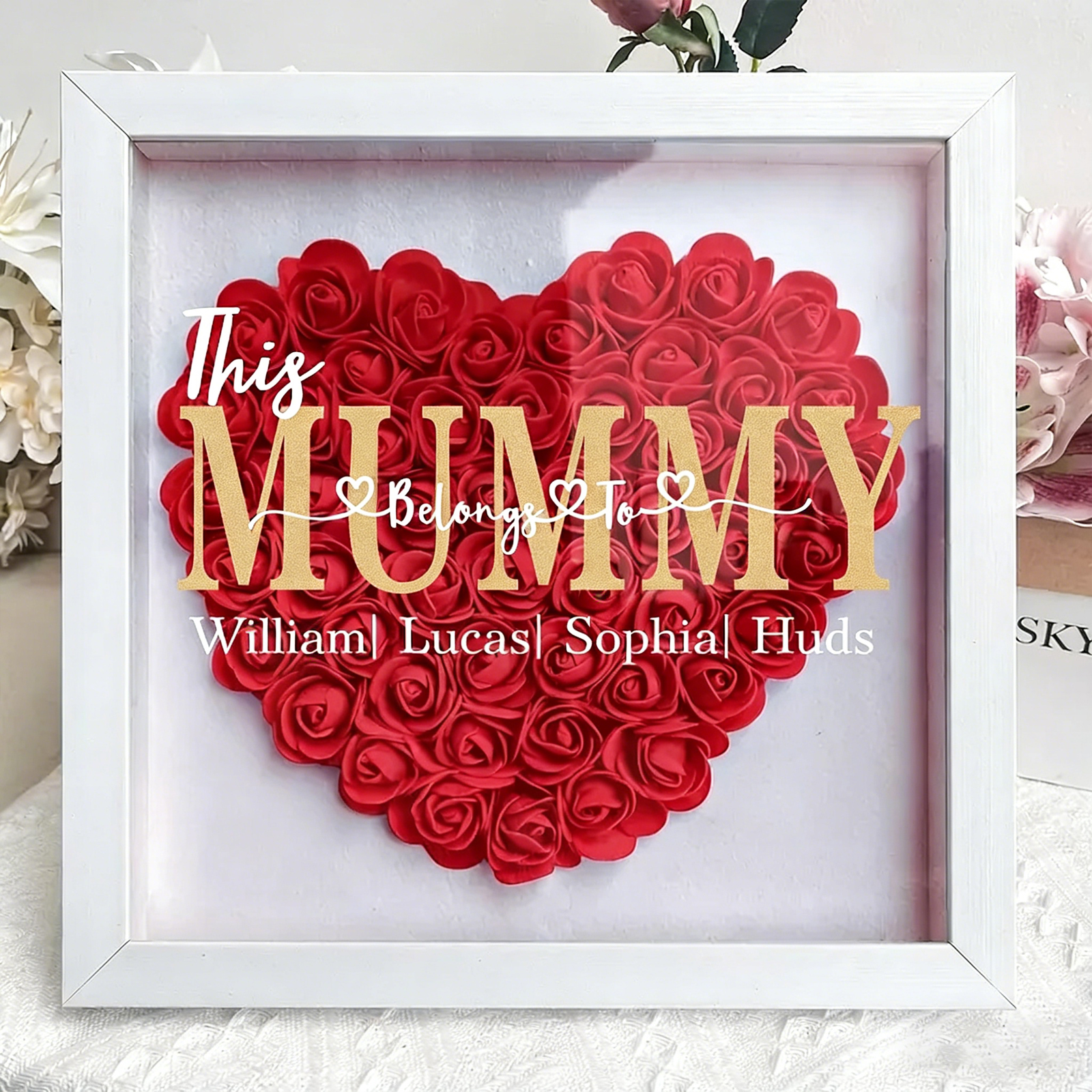 'This MOM Belongs to' - Personalized Flower Shadow Box - Mother's Day Gift