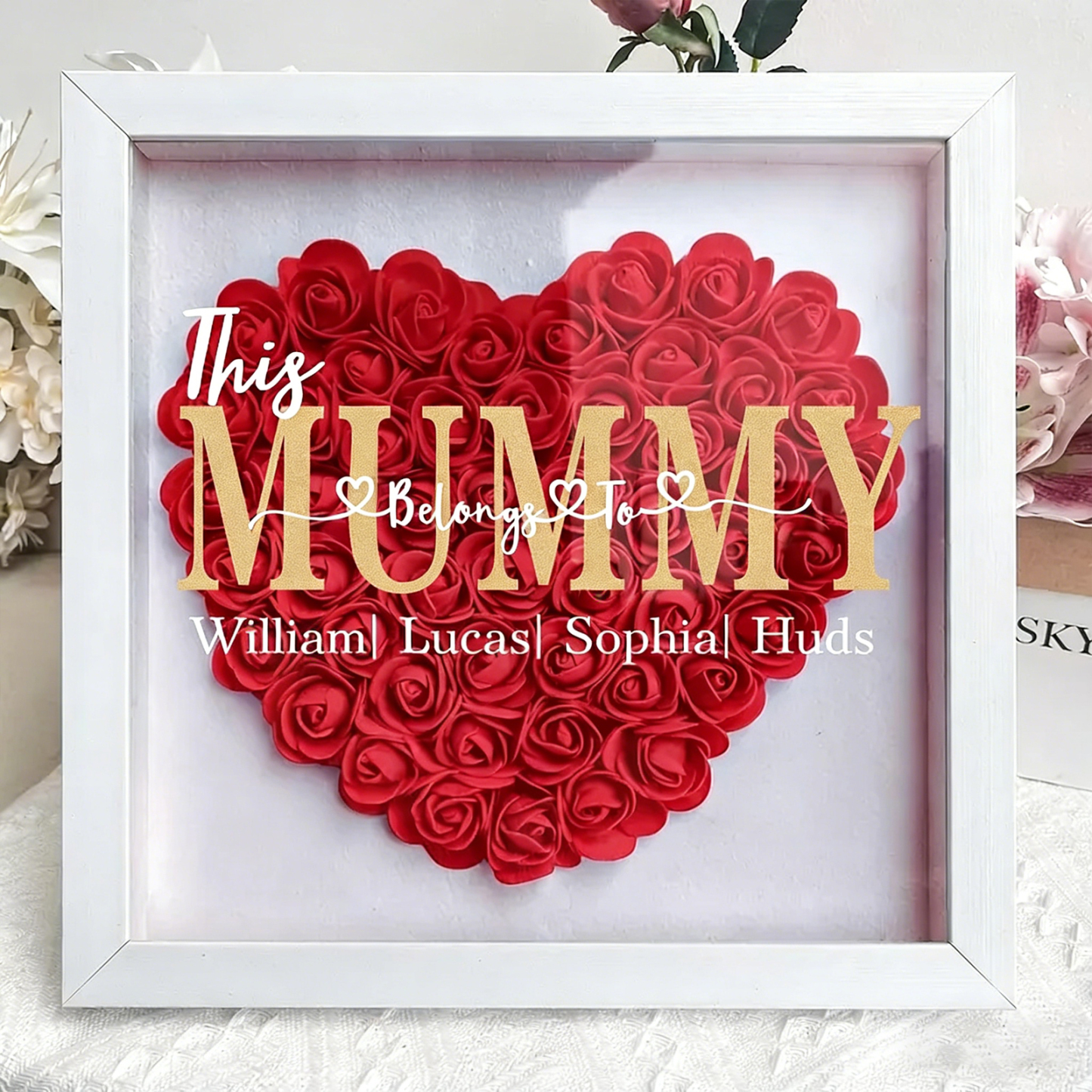 'This MOM Belongs to' - Personalized Flower Shadow Box - Mother's Day Gift