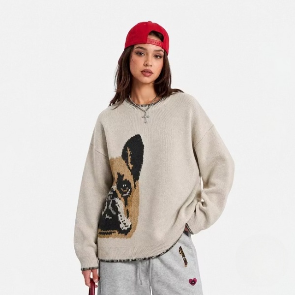 Custom Pet Portrait Knit Sweater – Personalized Dog & Cat Sweater with Side-Placement Design