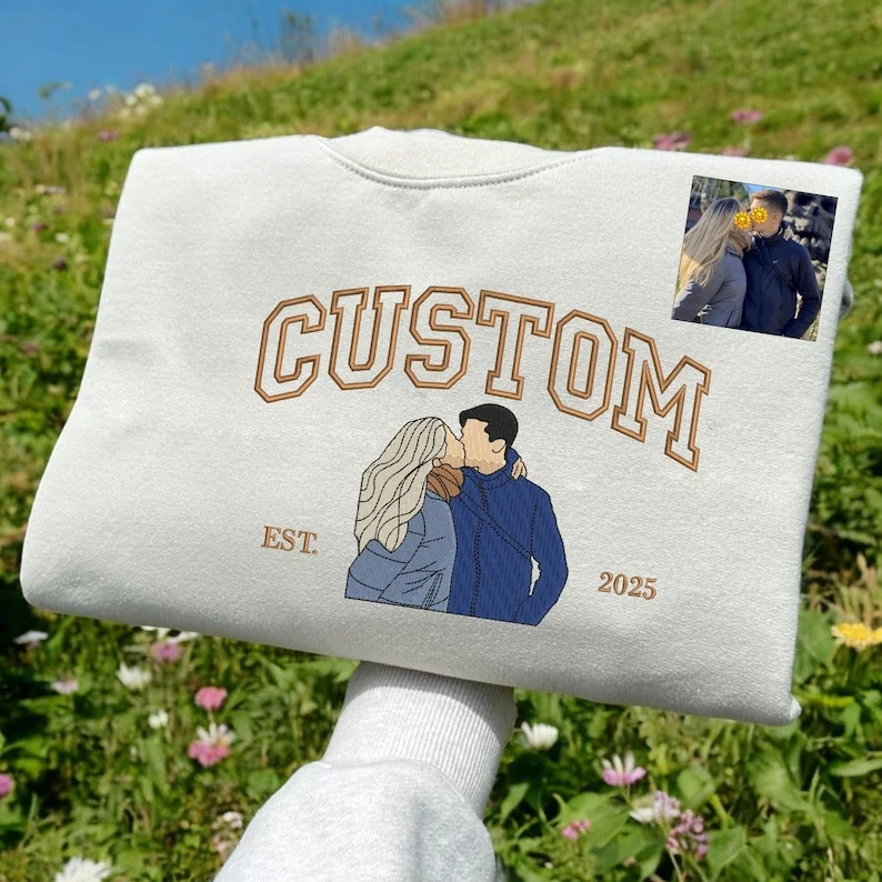 Forlovever Personalized Embroidered Portrait from Photo Hoodie