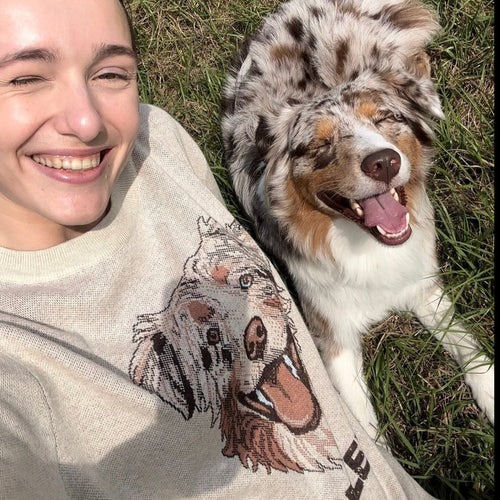 Personalized Pet Portrait Oversized Cozy Knit Sweater
