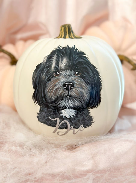 Custom Hand-Painted Pet Portrait Pumpkin, Personalized Dog & Cat Halloween Decor, Faux Pumpkin Pet Memorial & Fall Home Decoration