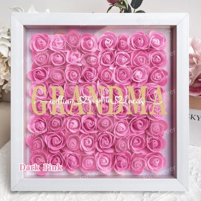 Mothers Gift for Her, Name Flower Heart Shadow Box, Custom Rose Frame, Custom Frame for Mom, Gift for Mom and Grandma Nana,Roses Shadowbox-forlovever