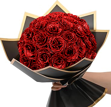 🎄💕Glitter Rose Bouquet💕Couple Glitter Everlasting Rose Bouquet (Nev