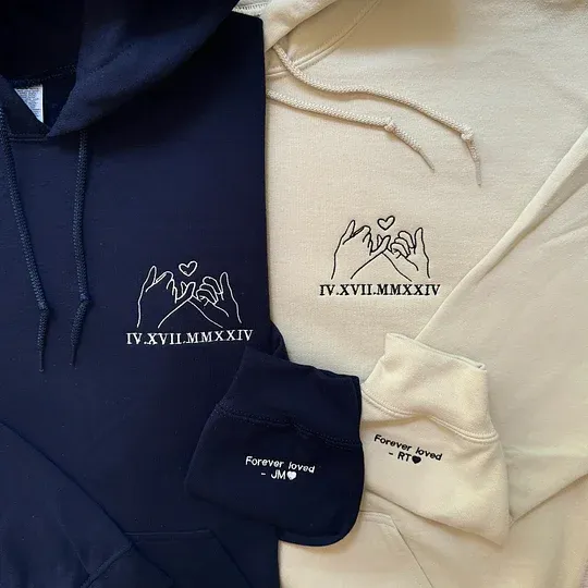 Pinky Vow Custom Roman Numeral Couple Sweatshirts