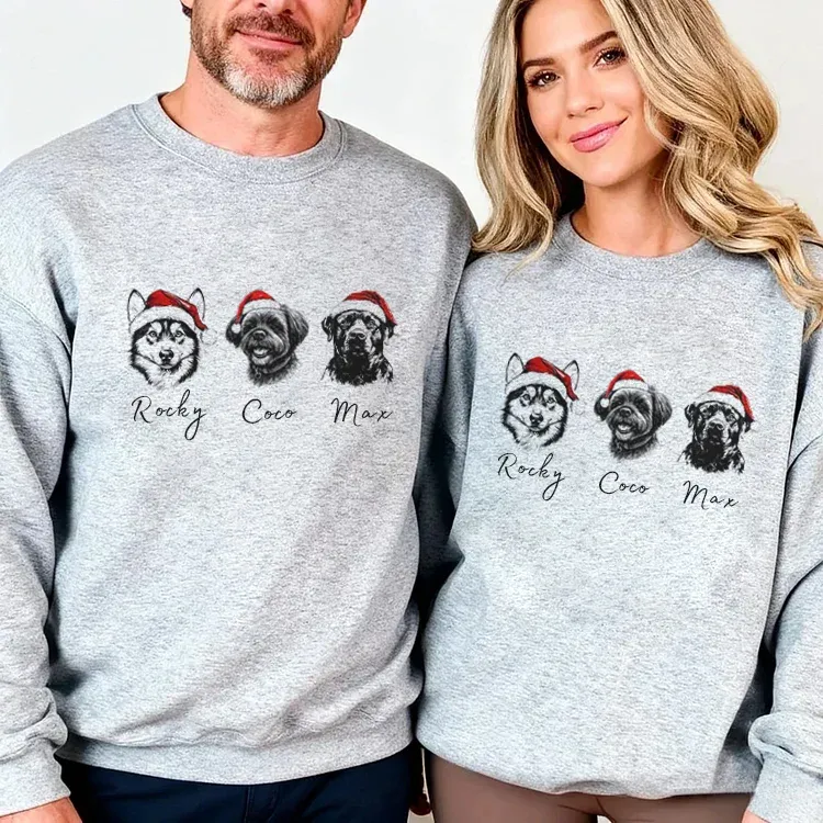 Custom Pete Photo Santa Hat Graphic Crewneck Sweatshirt Hoodie