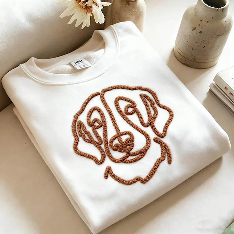 Custom Chenille Yarn Embroidered Pet Sweatshirt, Embroidered Pet Portrait, Gift For Dog Dad/Mom