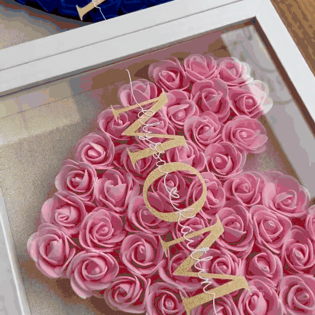 Heart roses shadow box for mama, Mother’s Day-forlovever
