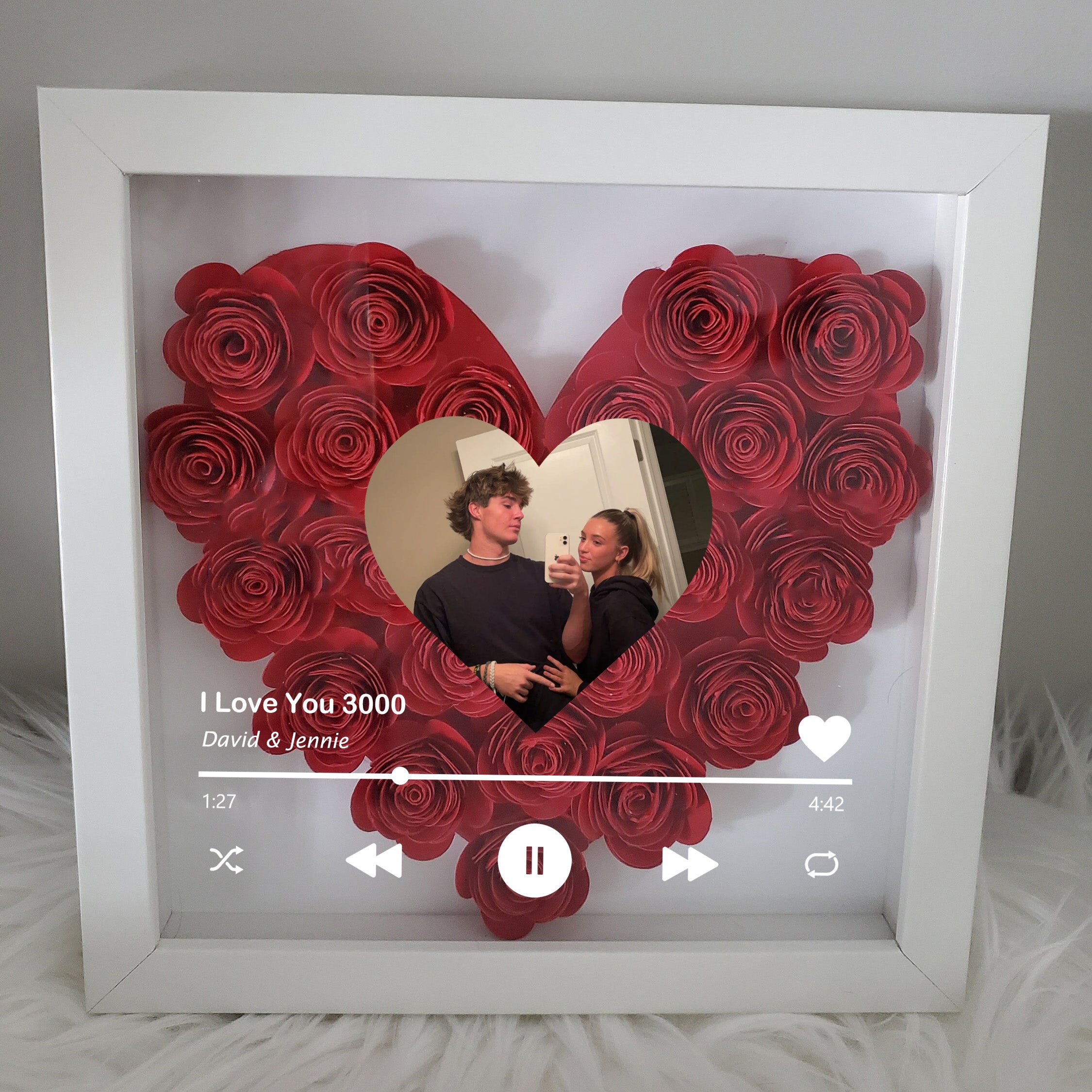 (With Song)Custom Heart Flower Shadow Box with Photo-forlovever