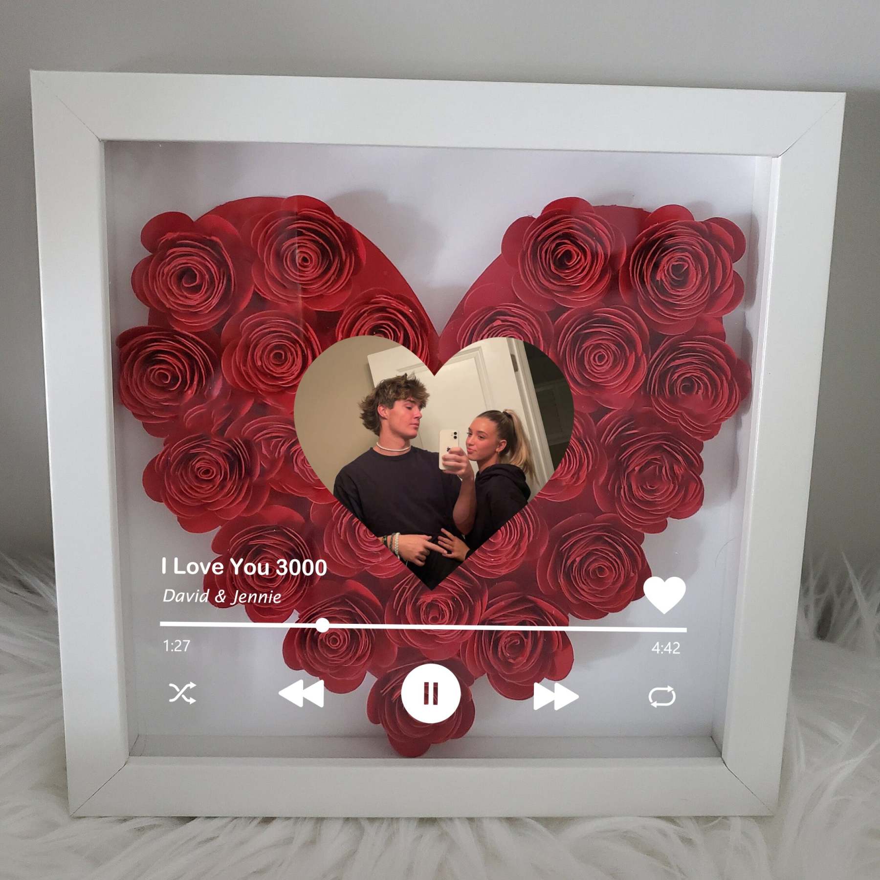 (With Song)Custom Heart Flower Shadow Box with Photo-forlovever