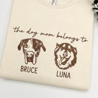 Custom Embroidered Pet Portrait Sweatshirt, Personalized Pet Lover Gift,For Dog Mom & Dad