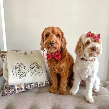 Custom Embroidered Sweatshirt,Pet Face Sketch Embroidery