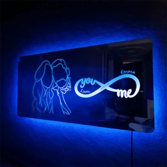 Customized Couple Profile Photo Infinity Symbol Mirror Light