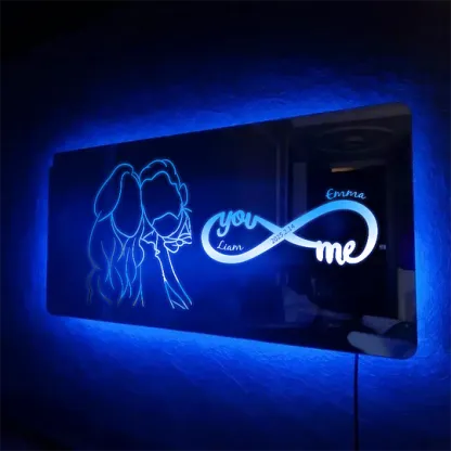 Customized Couple Profile Photo Infinity Symbol Mirror Light