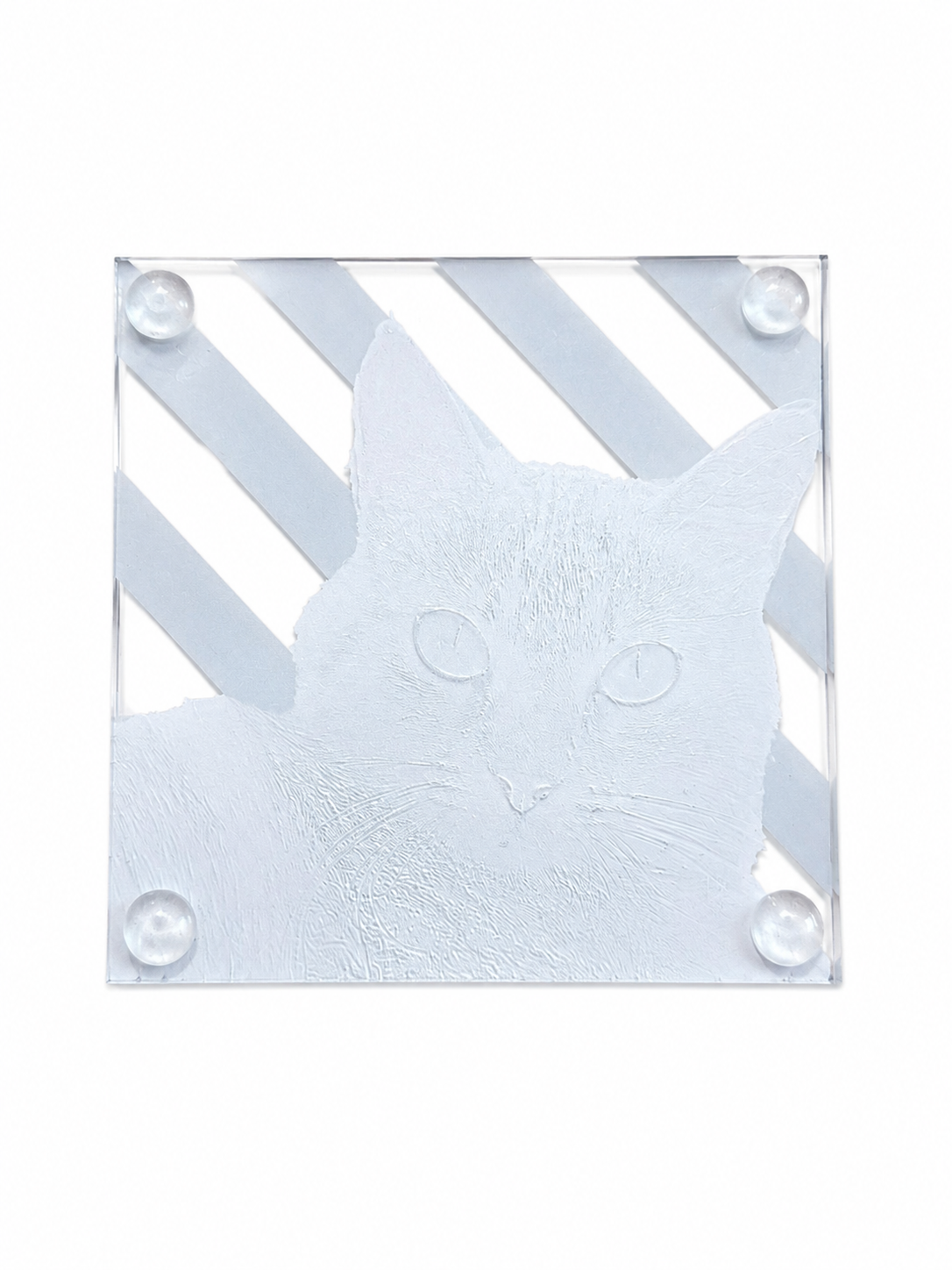 Custom Pet Photo Coaster, Personalized Dog & Cat Coaster with Striped Design, Pet Lover Gift