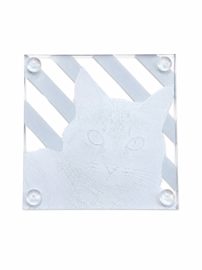 Custom Pet Photo Coaster, Personalized Dog & Cat Coaster with Striped Design, Pet Lover Gift