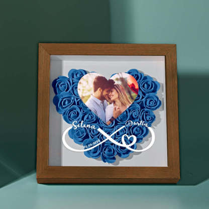 (Infinity Sign With Names) Custom Heart Flower Shadow Box with Photo-forlovever