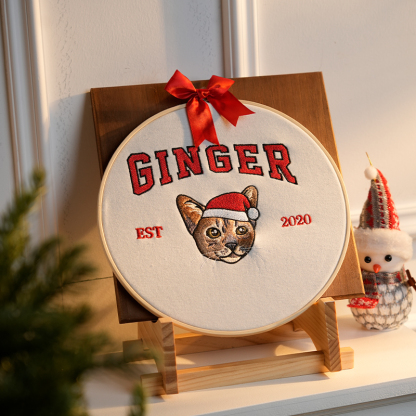 Custom Embroidered Pet Face Portrait Christmas Ornament Keepsake Gift For Dog Cat Owners Pet Lovers