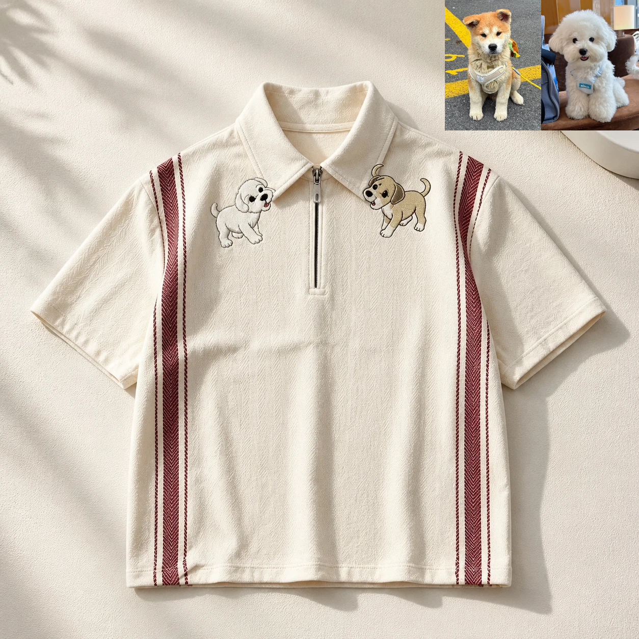 Custom Pet Portrait Embroidered Polo Shirt Personalized Dog Cat Collar Embroidery Vintage Short Sleeve Shirt for Pet Lovers