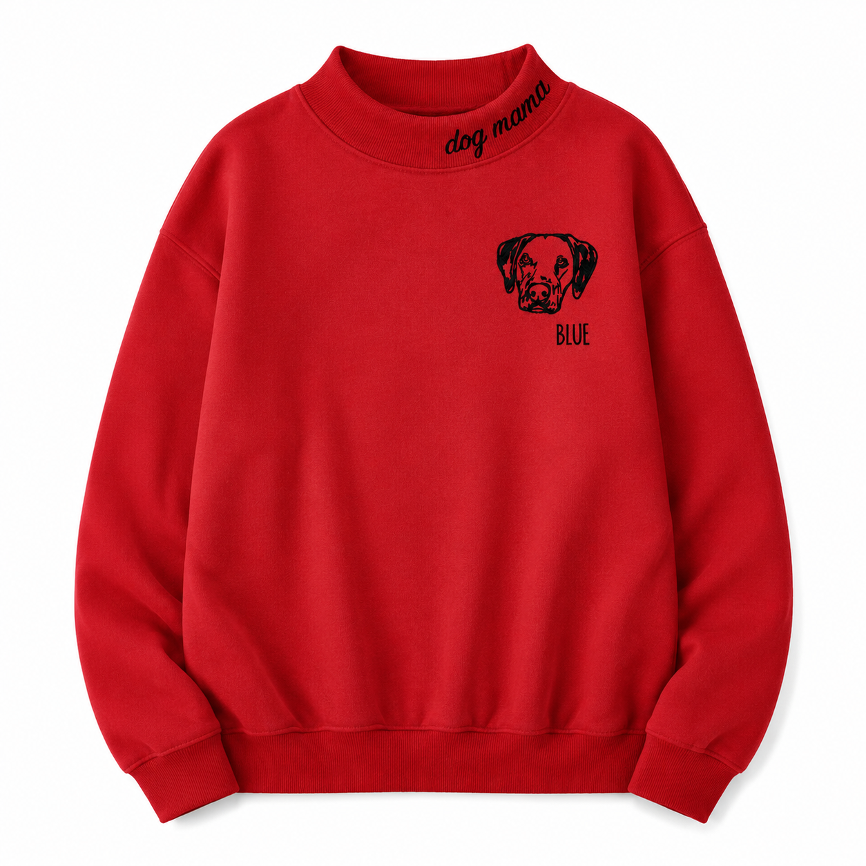 Custom Pet Outline Embroidered Mockneck Sweatshirt