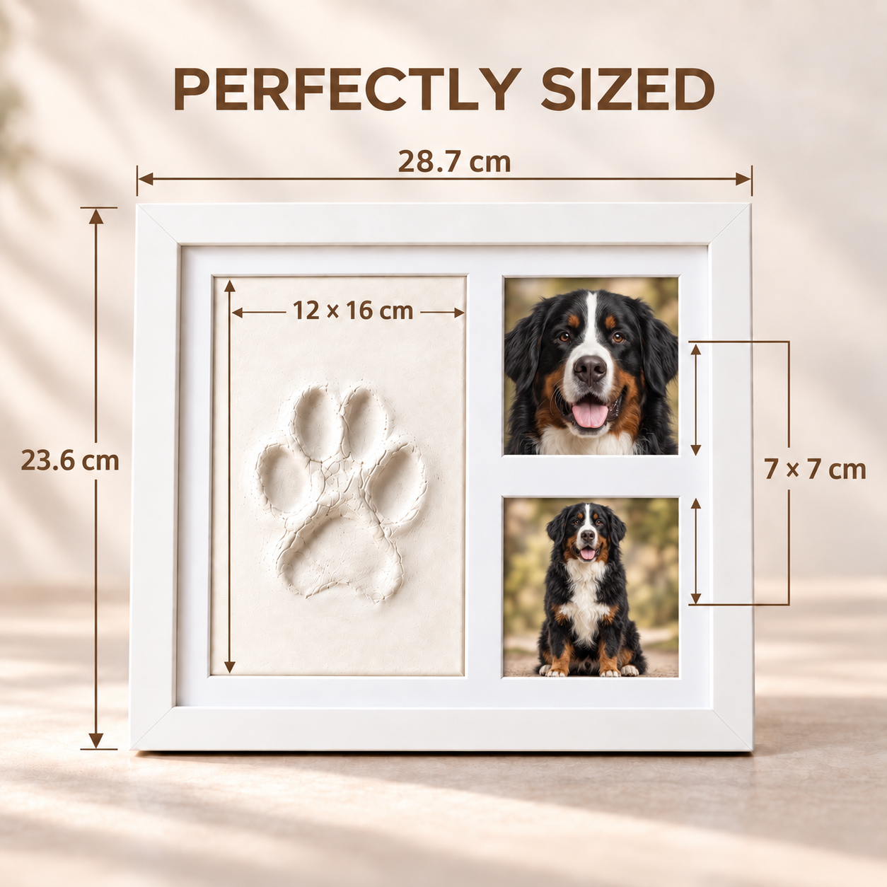 Personalized Pet Paw Print Kit, DIY Paw & Nose Print Keepsake Frame with 2 Photo Displays, Dog & Cat Memorial Gift