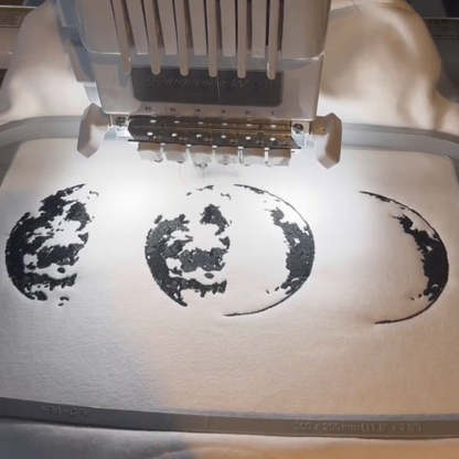 Custom Embroidered Couple Hoodie with Moon & Silhouette Design