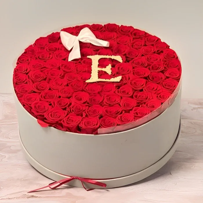 Glitter Rose Box With Initial Couple Gift