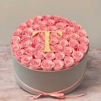 Glitter Rose Box With Initial Couple Gift