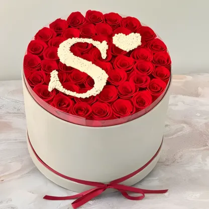 Glitter Rose Box With Initial Couple Gift