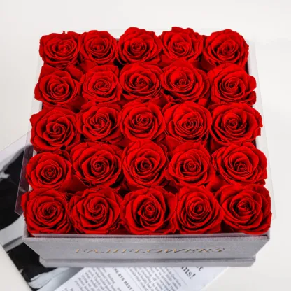 25 Flat-Box Glitter Rose Box With Initial Couple Gift