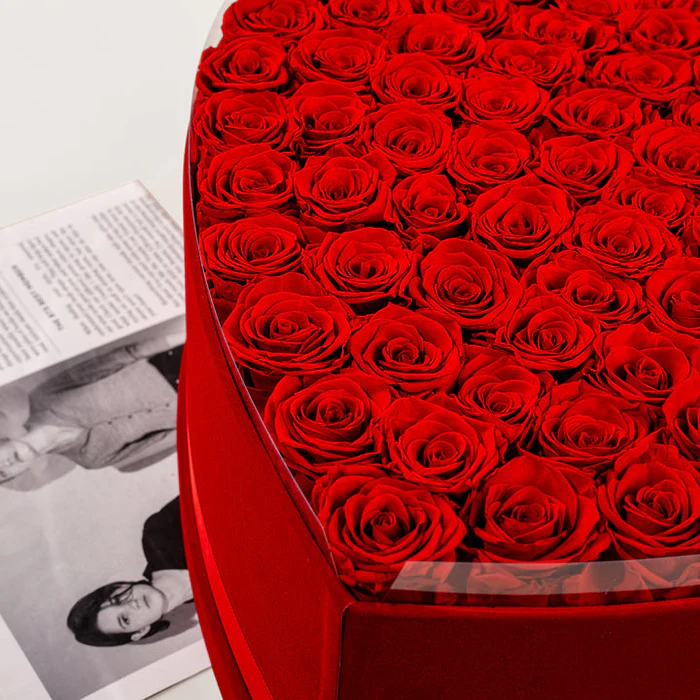 Heart Glitter Rose Box With Initial Couple Gift