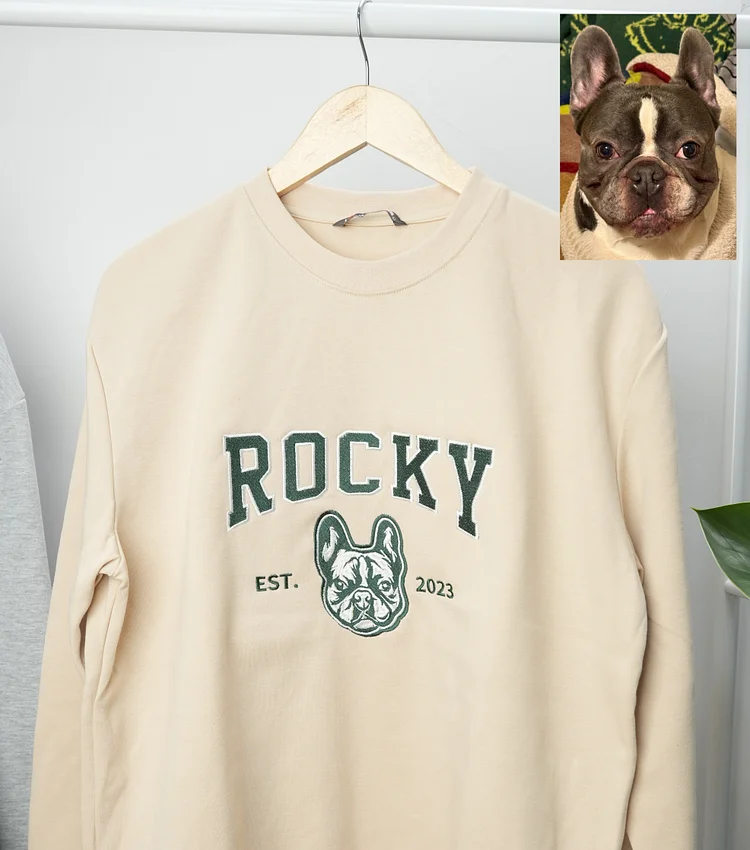 Custom Pet Varsity Style Embroidered Sweatshirt Hoodie T-shirt- Stylish Outline Style