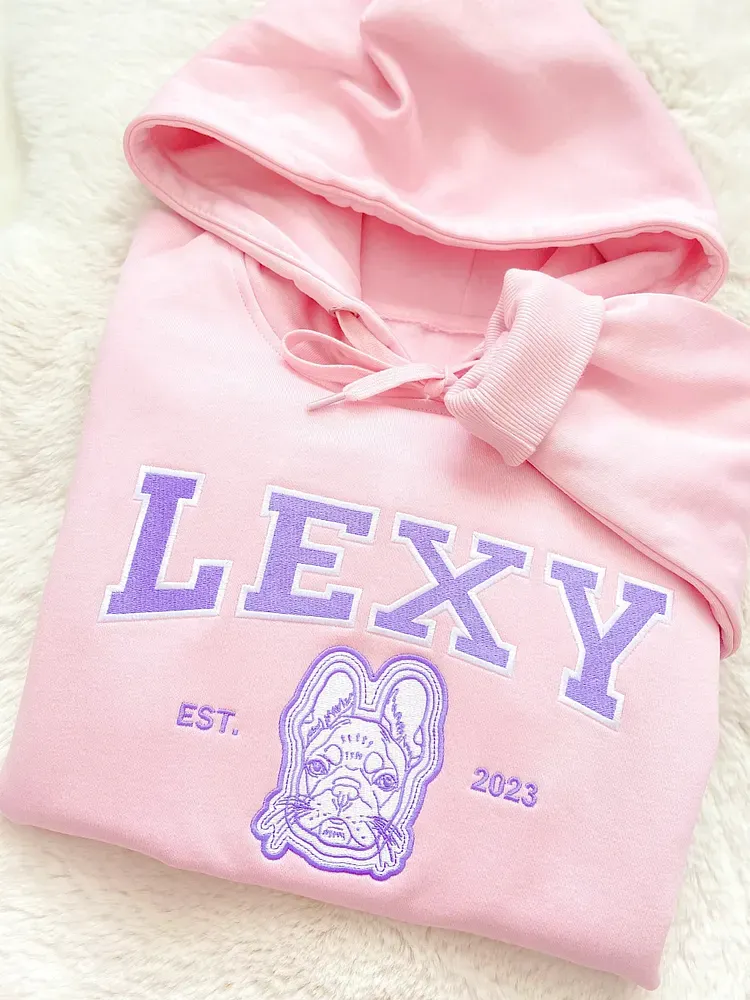 Custom Pet Varsity Style Embroidered Sweatshirt Hoodie T-shirt- Stylish Outline Style