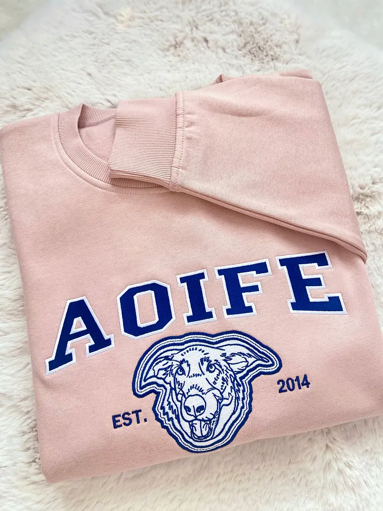 Custom Pet Varsity Style Embroidered Sweatshirt Hoodie T-shirt- Stylish Outline Style