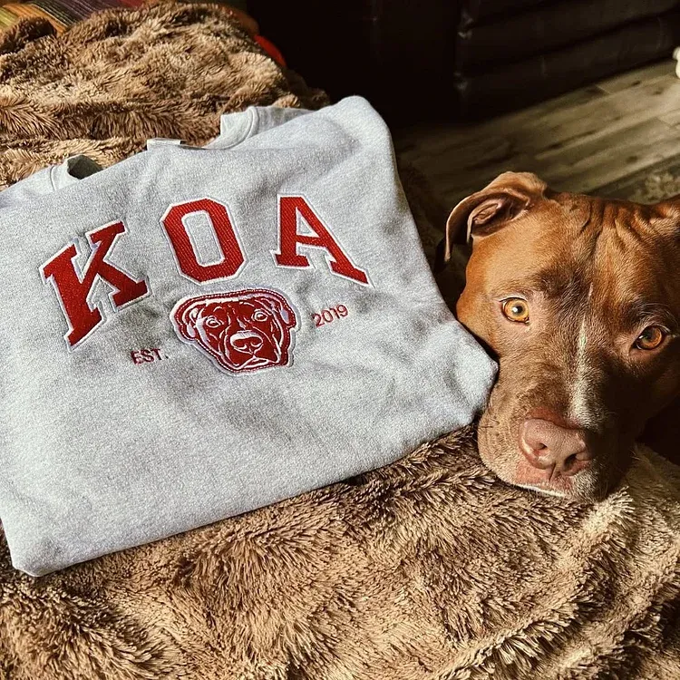 Custom Pet Varsity Style Embroidered Sweatshirt Hoodie T-shirt- Stylish Outline Style