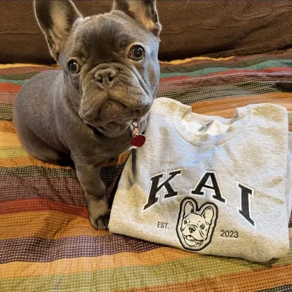 Custom Pet Varsity Style Embroidered Sweatshirt Hoodie T-shirt- Stylish Outline Style