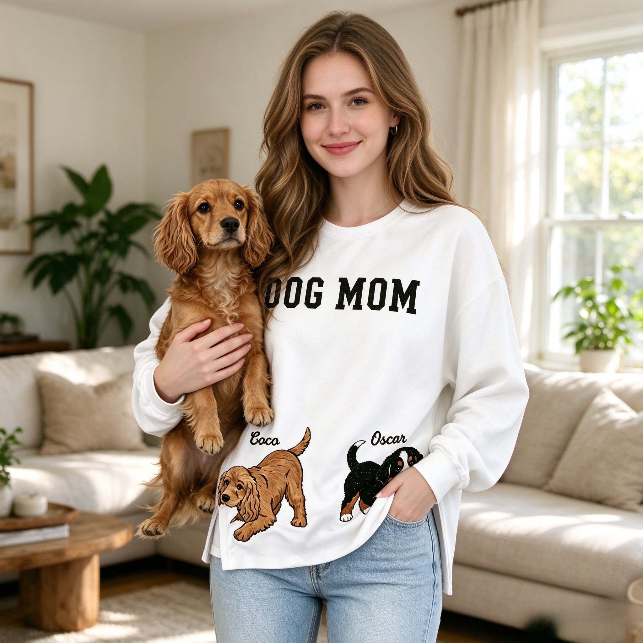 Custom Embroidered Dog Sweatshirt With Pet Portrait