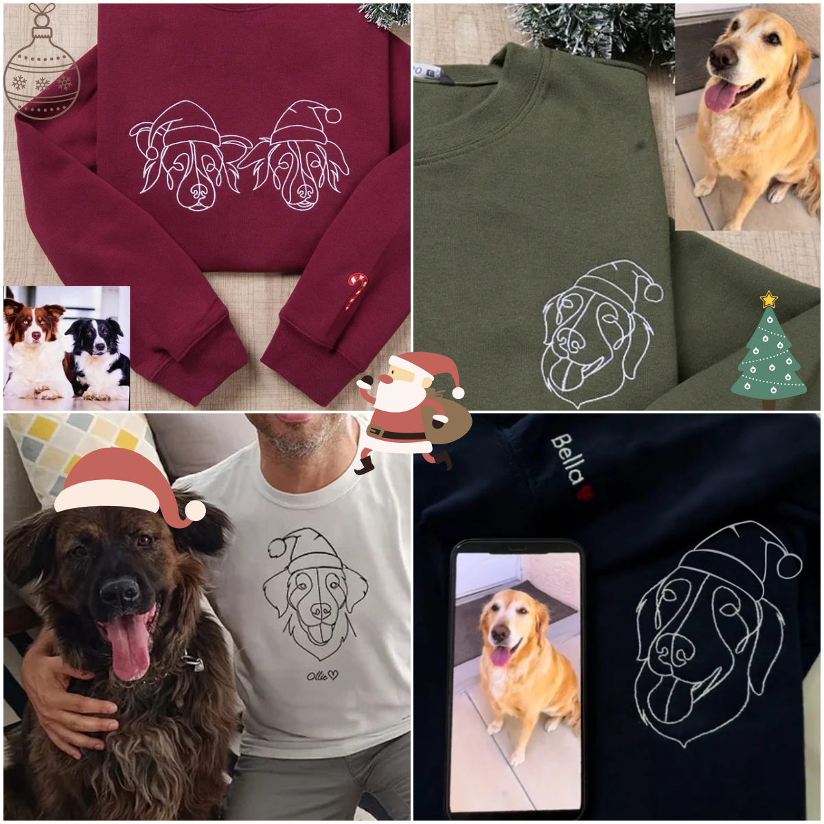 Custom One-line Style Pet Face Embroidered Adult and kid T-shirt,Hoodie,Sweatshirt